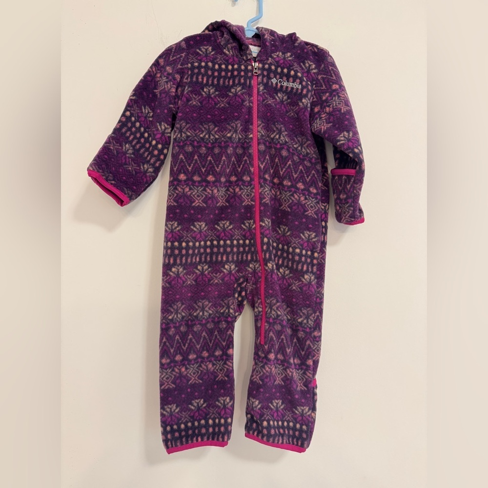 Columbia Purple and Pink Nordic Patterned Footies with Hood